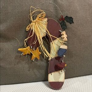 Vintage Rustic Wooden Candy Cane Hanging Wall Decor